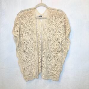 Vintage Shirt Strings California Crochet Open-Front Cardigan Size Small/Medium